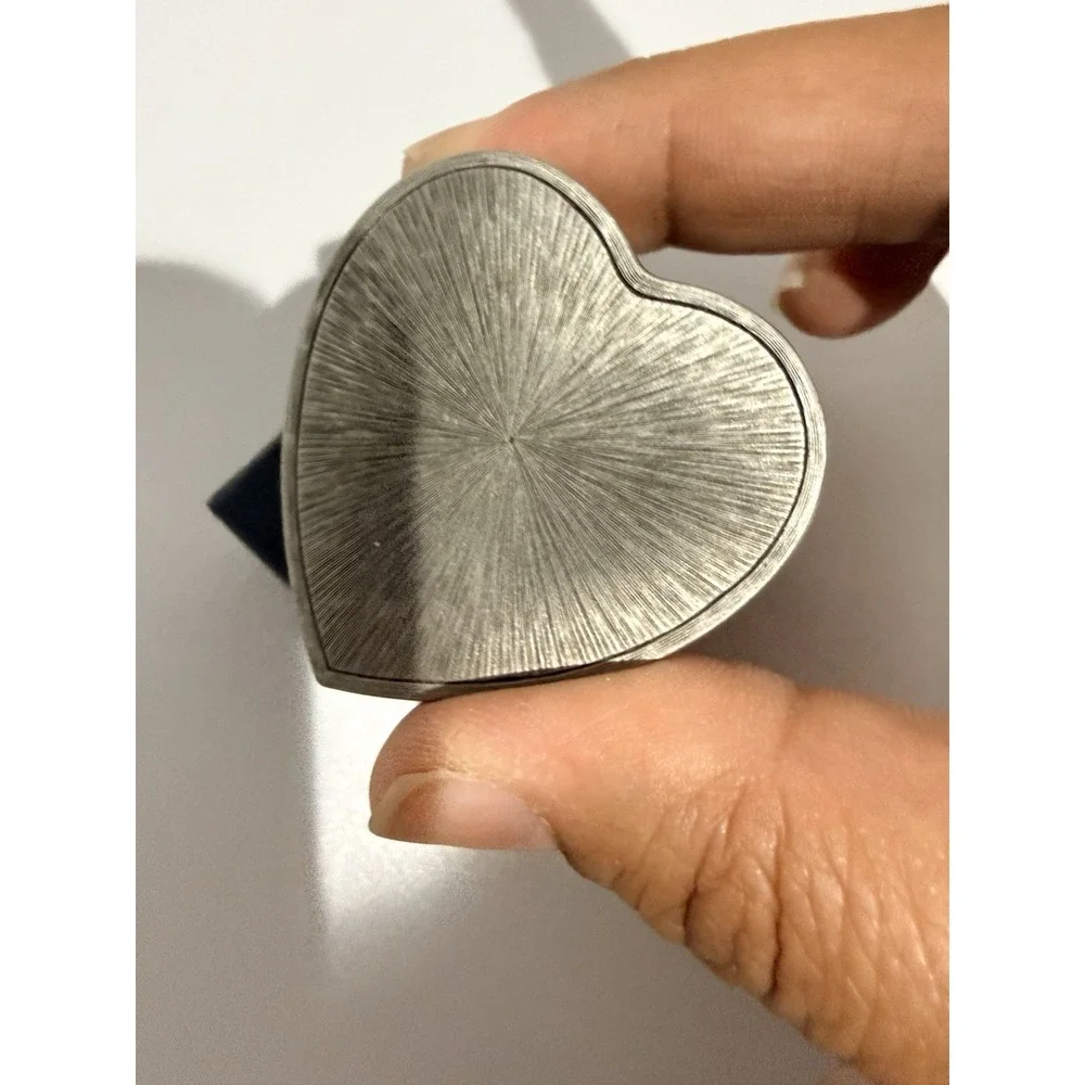 Pewter Tone‎ Finish Hinged Lid Heart Jewelry Trinket Box Mini Crystal Heart Top